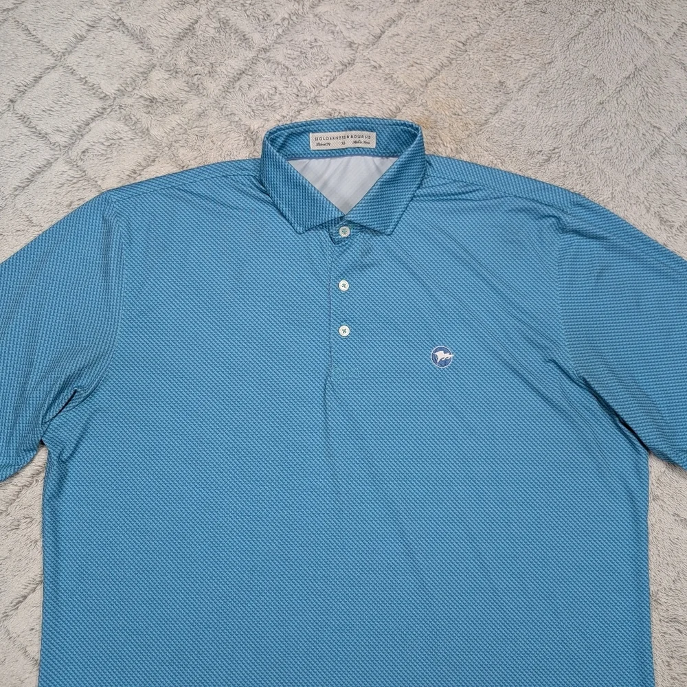 Holderness & Bourne Shirt Mens XL Blue The Byrd Polo Seahorse Sankaty Golf